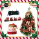 摩達客喜洋洋聖誕套組(2尺綠聖誕樹附紅金系飾品+LED50彩光電池燈+紅木質小火車+雪人聖誕帽)