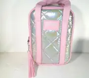 Justice Lunch Bag Grey Silver with Pink Tassel Keyring