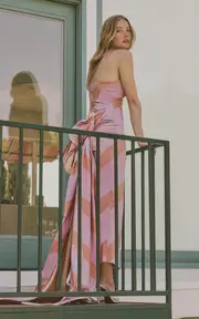 [Happy Isles] Richard Tyler Couture 2000s Striped Silk Gown
