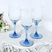 Set of 3 Luminarc VERONESE AZUR Blue Cristal D’Arques Durand 7” Wine Glasses NEW