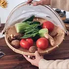 Hand Woven Bamboo Tent Basket Tray Food Fruit Container Storage Mesh Cover