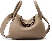 [Roymi] Versatile Shoulder Messenger Bag Genuine Leather Doctor Bag Commuter Bag Mini Handbag, Grey, One Size