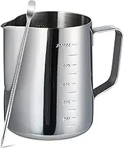 Tongke Milk Frothing Jug with Measurment Line and 1 pc Coffee Latte Art Pen, 600ml (20oz) Stainless Steel Milk Pitcher Cup for Coffee Cappuccino Espresso