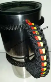 Paracord Handle for 40oz,30oz, or 20ozYeti Ozark & Rtic Black with Red & Yellow