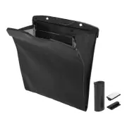 Car Trash Can Hanging Folding Front Seats Faux Leather Trash Bin Black 1 Pcs