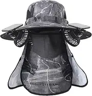 [Generic] Solar Fan Hat with Face Sun USB Charging Bucket Hat Fisherman Hat Polyurethane Solar Hat Fan Cowboy Hat Hats