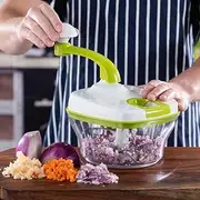 Kleva Rotochop 4 in 1 Multi-Function Chopper. Manual Hand-Crank Food Chopper – Quick & Easy Vegetable Chopper, Mincer & Mixer | Stainless Steel Blades for Effortless Chopping, Dicing & Pureeing.
