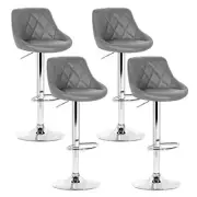 NNEDSZ Set of 4 Bar Stools PU Leather Diamond Style - Grey
