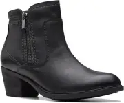 Clarks Neva Zip Waterproof Womens Ankle Boots Black Leather 26175199