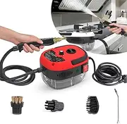 [Decostatue] Handheld Steam Cleaner, 2500W Portable High Temperature Pressurized Steam Cleaning Machine Portable Car Steamer with 3 Brush Heads (Red)