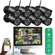3MP Wireless WiFi Security Camera System Audio Metal Camera 10CH Monitor NVR 1TB