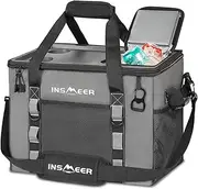 [INSMEER] Soft Cooler Bag with Hard Shell & 2 Cup Holders, Portable 40L/70 Cans Collapsible Cooler Insulated with Leakproof for Travel, ice chests and Coolers for Beach Camping Picnic