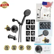 Elegant Bathtub Faucet Set with Shower Head – 8 Modes, Single Handle Matte Black
