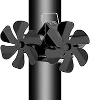 12 Blade Wood Stove Fan, Dual Motor Heat Powered Stove Fan, Eco Friendly & Efficient FanWall Mount Double Headed 6-Blade Fireplace Fan for Home Wood Burning Stove