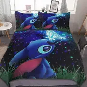 a2006 Stitch Bedding Duvet Cover, Anime Bedding Sets, 3D Printed Lightweight 3 Pieces Comforter Cover Sets with 1 Duvet Cover and 2 Pillow Pillowcases