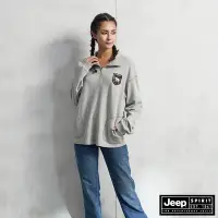 在飛比找Yahoo奇摩購物中心優惠-JEEP 女裝 率性品牌LOGO拉鍊式長袖POLO衫-灰色