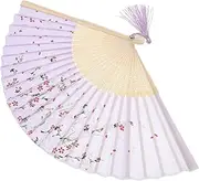 Ciieeo Folding Hand Fan Dancing Fan with Tassel Vintage Hand Fan Chinese Style Fan for Decor