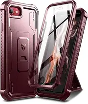 Dexnor for Apple iPhone 7/8/SE(2020/2022) Case, [Built in Screen Protector and Kickstand] Heavy Duty Military Grade Protection Shockproof Protective Cover for Apple iPhone 7/8/SE(2020/2022)-Red