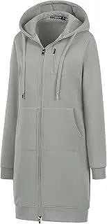 [Chrisuno] Women's Plus Size Casual Zip Up Hoodie Long Tunic Sweatshirts Fleece Jackets