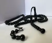 Black Tasbih Rosary New Tasbeeh MISBAHA WORRY 99 BEADS With 2 Counter Beads