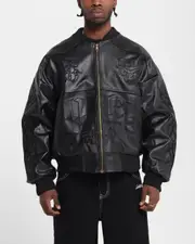 [LOITER] Loiter Tokyo Drift Vegan Leather Jacket Black - Size M M Black