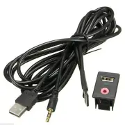 Audio USB 3.5mm AUX Adapter Dash Flush Mount Panel W/1.5M Cable for Car Boat j