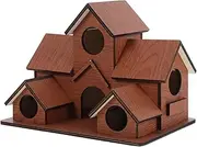 CLISPEED Outdoor Birdhouse with 6 Holes: Wooden Bird House for Garden - Decorative Nesting Box - Easy Installation for Bird Watching