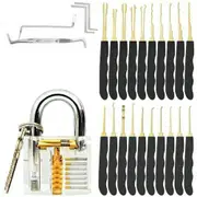 27 pcs Practice Lock Transparent Padlocks Unlocking Tool Pick Tool Set