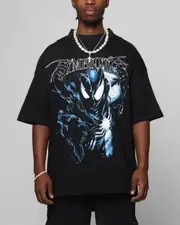 [LOITER] Loiter Marvel Spider-man Symbiote Mock Neck T-shirt Black - Size L L Black