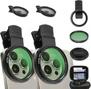 Sightfelt 52mm Clip-0n Cpl Phone Cameralens Filter Kit, Camera Cleaning Kit, Circular Polarizer Polarizing Filter Compatible with Mostcell Phones, with Cleaning Cloth and Case Box(2PC,52MM)