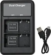 Camera Battery , Dual with Charge Level Display for Charging EN EL15 Batteries for Nikon Z5 Z6 Z7 D7000 D750 D800E D810 D850 D7200 D7500.