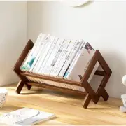 Desktop Wooden Book Rack, Small Bookshelf Organizer, Tabletop Mini Bookcase (Wal
