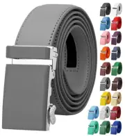 Men's Genuine Leather Ratchet Dress Belt Automatic Sliding Buckle 8168-DGY-L40