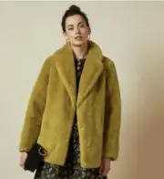 NWT Ted Baker Zenna Double Breasted Faux Fur Coat Ted Sz 2 US 6/8 UK 10