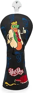 [BAIRBRE] Golf Club Covers,Black Hot Dog Driver Cover Fariway Wood Headcovers Hybrid Head Covers 3 Wood Headcover Leather Golf Headcover with Number Tag for Scotty Cameron Odyssey Taylormade All Brand