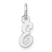 14k White Gold Small Script Letter E Initial Charm Bracelet Necklace