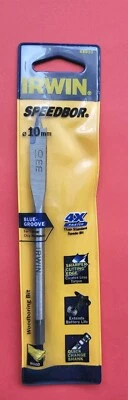 IRWIN 10mm SPEEDBOR Spade Drill Bit Blue Groove Woodboring Bit 4 x Faster 88910