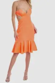 $330 Aidan Mattox Womens Orange Sleeveless Cocktail Sleeveless Dress 14