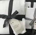 West Elm Belgian Flax Linen Full-Queen Duvet & 2 Euro Shams, White, European NEW