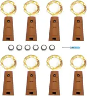 VOOKRY 8 Pack 20LED Wine Bottle Lights with Cork, Battery Operated Fairy String