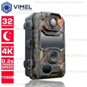 Trail Camera Game 128GB Wildlife PIR 32MP Black Flash 4K Home Farm Outdoor Scout