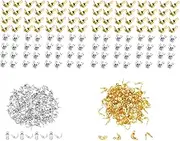 800 pcs Open Bead Tips Knot Covers,Fold-Over Calotte Ends Caps for Jewelry Making DIY Crafts (Gold+Silver)