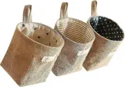 Cotton And Linen Storage Basket, 3pcs Linen Foldable Storage Box, Hanging Storage Bag, For Toys, Makeup, Small Stuff, Keys, Toilet Paper, Potted Plant
