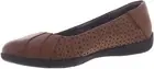 NEW EARTH ORIGINS WOMEN'S BROWN LEATHER LASER CUT FIONA SLIP ON FLATS SIZE 6.5