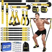Pilates Bar Kit with Resistance Bands for Working Out, 210lbs Heavy Resistance Bands with Handles, Pilates Equipment with Resistance Band Bar for Men Women, at Home Gym Full Body Workout Equipment
