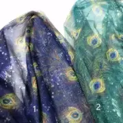 Peacock Feather Mesh Fabric Shiny for Dress Skirt Curtain Sheer Ethic Retro DIY