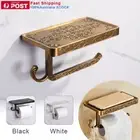 Toilet Paper Towel Holder Stand Wall Tissue Mounted Bathroom Roll Shelf Black
