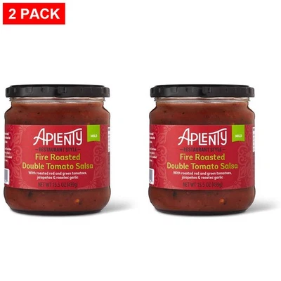 Aplenty Fire Roasted Double Tomato Salsa, Mild, Smoky, 15.5 Oz - Pack Of 2