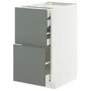 METOD / MAXIMERA base cb 2 frnts/2 low/1 md/1 hi drw, white/Nickebo matt grey-green, 40x60x80 cm