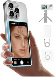 Shimbol CP5 Lite Phone Vlog Selfie Monitor 5 inch 1080P Full HD Magnetic Silicone Case Rear Camera Monitor Video Transmission 50 Meters for Live Streaming,TikTok,Compatible with iPhone (White Shell)